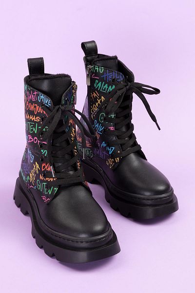 Ramer Black Colored Zippered Lace Up Luxury Girl's Boots