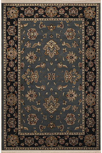 Rugs Modern Halı Μαύρο και γκρι θεματικό παραδοσιακό μοτίβο με έθνικ φλοράλ σ...