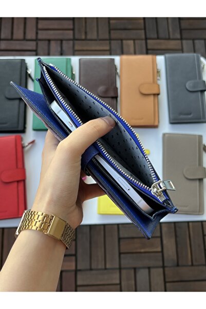 DERKON Телефонний відділ Noby Model Справжня шкіра Saks Синій гаманець