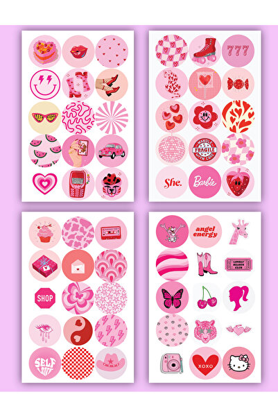 arsem 60 Adet Pembe Renk Sticker Etiket Seti Planlayıcı, Ajanda, Defter, Lapt...