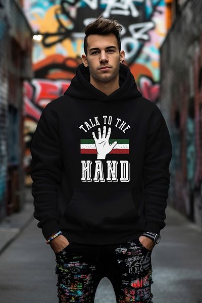 ADABEBEK Φούτερ με στάμπα Talk To The Hand με χαλαρή εφαρμογή