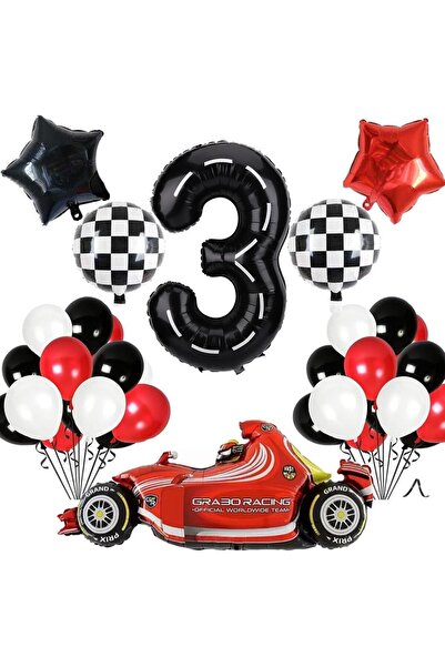 party mix Yarış Araba Konsepti Doğum Günü Balon Seti Yaş Rakam Balon Set Arab...