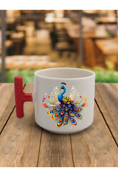 lili hediyelik كوب قهوة كوب سيراميك مع صورة الطاووس - شاي سيراميك، كوب هدية قهوة