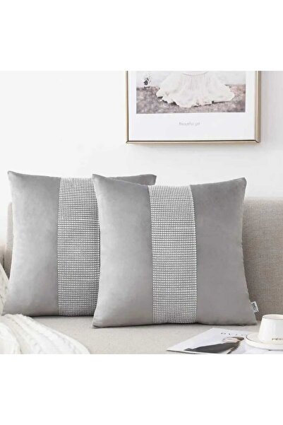 vivamia 2 bucăți husă de pernă decorativă cu aspect de catifea cu dungi cu pi...