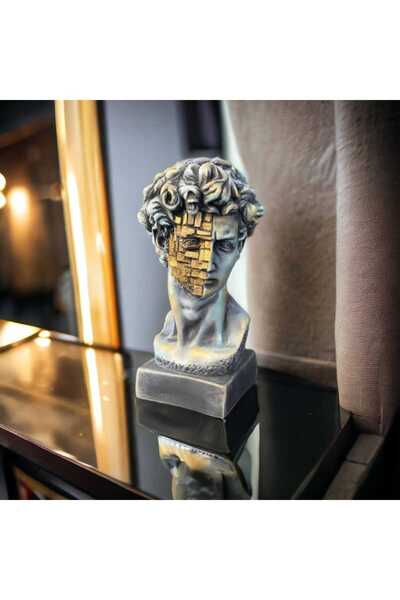 SZN DEKOR Gold detaylı mozaik david büst heykeli,ev ofis dekorasyonu,ofis hed...
