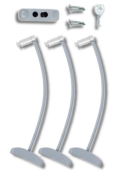 Pandogo Gray Premium Window Lock for Child Safety Easy Installation Long Lasting 3 Pieces