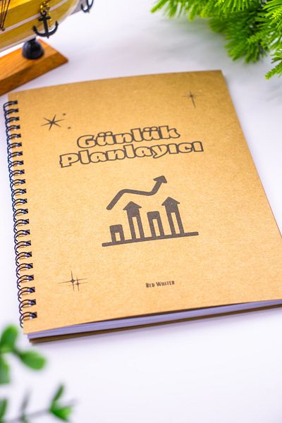 Red Whiter Planificator zilnic Business Tracker Notepad A5 Notebook cu copertă Kraft
