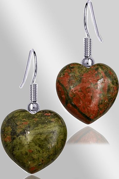 Tesbih Atölyesi Certified Heart Model Unakit Stone Natural Stone Earrings
