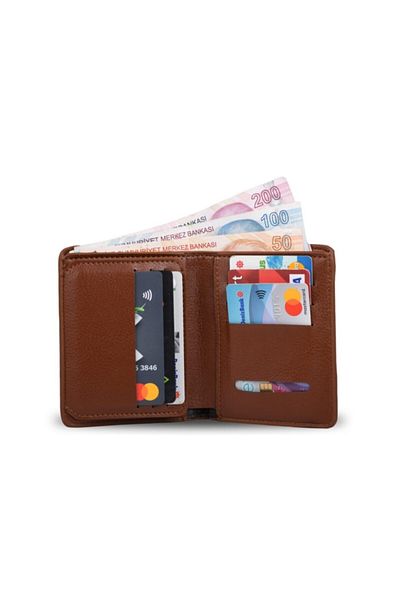 Walle's Polo Elegance Card Holder Double Money Compartment Sports Classic Tan Thin Men's Money Wallet