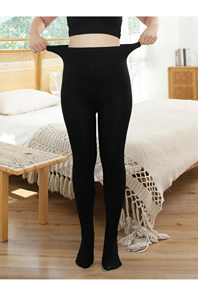 MİSTİRİK Топъл и твърд вълнен плюшен термочорапогащник Rieti черен цвят