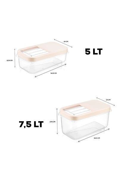 Open Home Concept 2'li Etiketli Kayar Kapaklı Deterjan Saklama Kabı - Tablet Deterjan Saklama Kutusu 5lt-7,5lt Krem