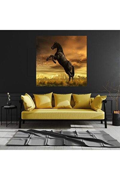 HDART Soyut Şahlanan Şaha Kalkmış At Kanvas Tablo Salon Yatak Oturma Odası Of...