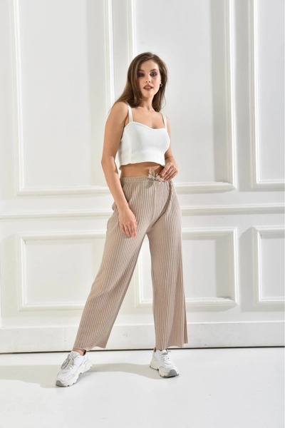 Melff Women's Ribbed Fabric Ribbed Trousers
