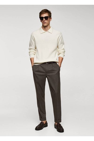 MANGO Man Rib Wool Polo Shirt
