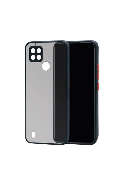 Fibaks جراب Realme C21Y - C25Y غير لامع مضاد لبصمات الأصابع وغطاء من السيليكون الصلب مع مفاتيح ملونة