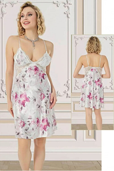 Pastimore Cămașă de noapte gri cu flori, confortabilă, elegantă, provocatoare...