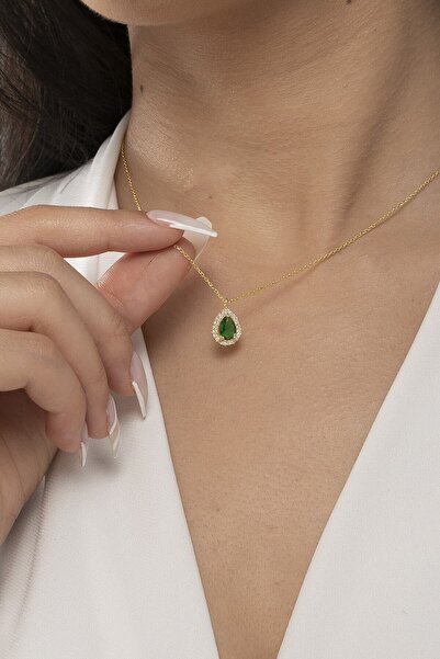 ESSARE 925 Ayar Gümüş Damla Model Gold Kadın Kolye