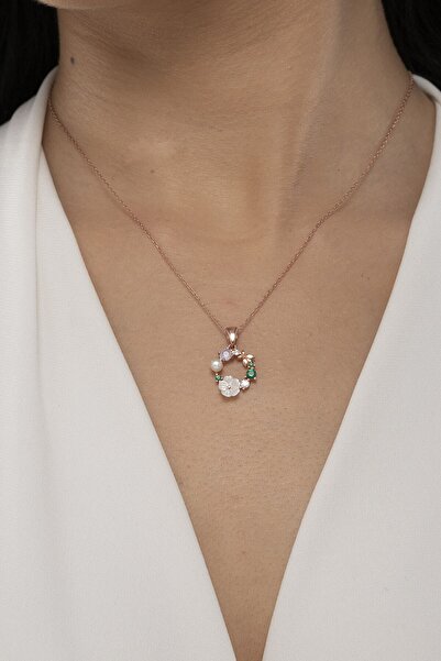 ESSARE 925 Ayar Gümüş Bahar Çiçeği Manolya Detaylı Kadın Kolye