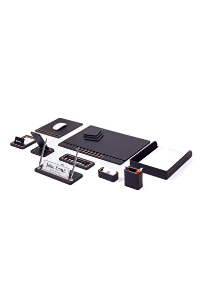 Turgut Office Capella Deri Sümen Takımı 10 Parça Kapaklı Model Tekli Evrak Raflı