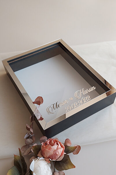 Verda Çerçeve 30x40 Cm 7 Cm Derin Siyah-gümüş Gül Anı Çerçevesi! Gül Kutusu-h...