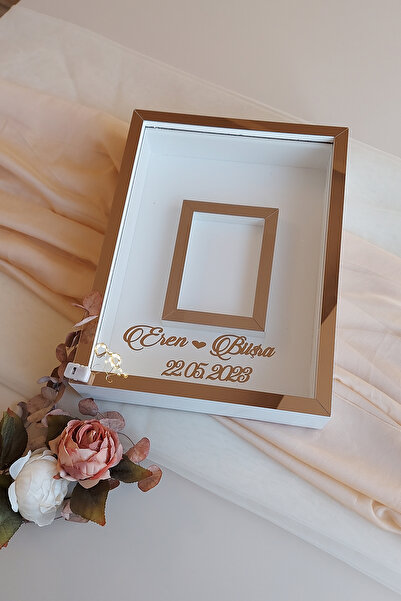 Verda Çerçeve 30x40 Cm Ledli Beyaz-bronz Fotoğraf Bölümlü Tasarım Gül Kutusu ...