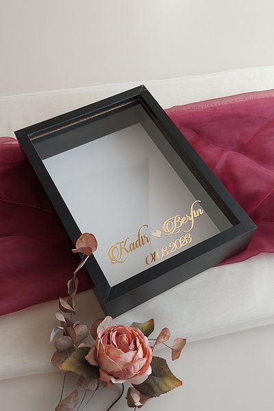 Verda Çerçeve 25x35 Cm Black Deep Rose Design Frame Without LEDs!Rose Box Memory Frame!Name And Date Gift