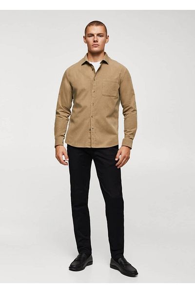 MANGO Man Πουκάμισο με μικρο twill κανονικό κόψιμο