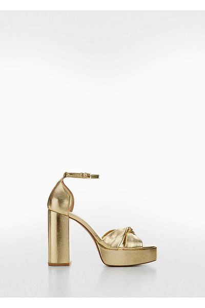 MANGO Woman Sandale cu toc metalic
