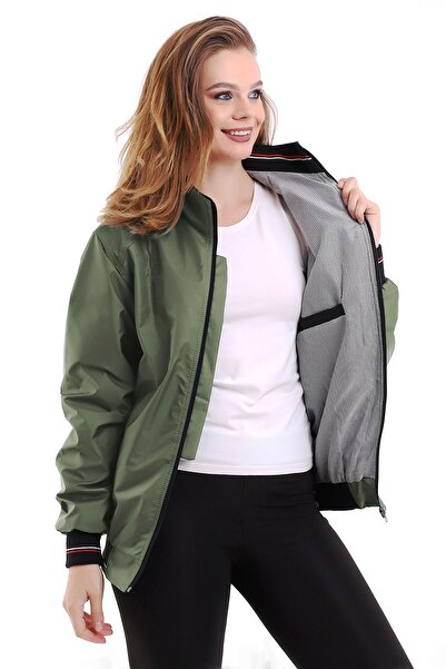 Genel Markalar Kadın Mevsimlik Dik Yaka Astarlı Cepli Su Itici Oversize Mont