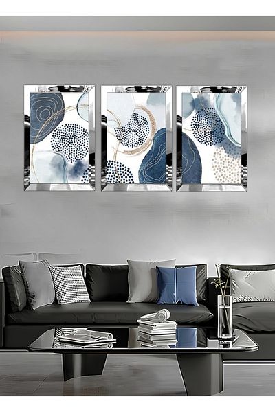 avm19 Pictură cu model modern în cadru din plexiglas, set de 3