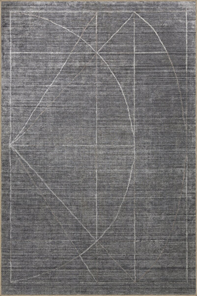 Rugs Modern Halı Covor decorativ modern cu design abstract tematic gri, cu mo...