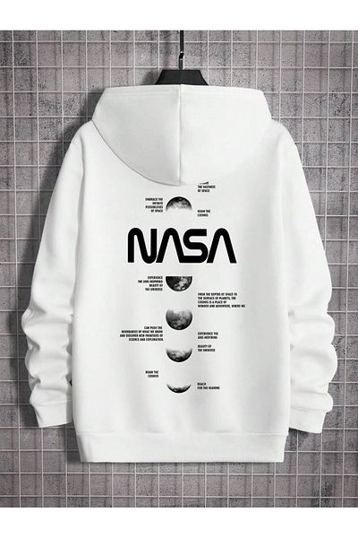 MOONBULL Ανδρικό φούτερ με κουκούλα Oversize NASA Planet Back με στάμπα