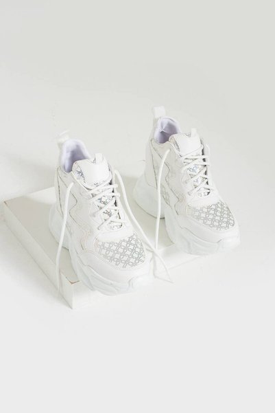 Lady Women's White High Heel Sneakers
