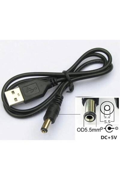 LEDONLİNE Usb To Dc 5.5 2.1 Mm Kalın Uç Power Güç Çevirici Adaptör Kablosu
