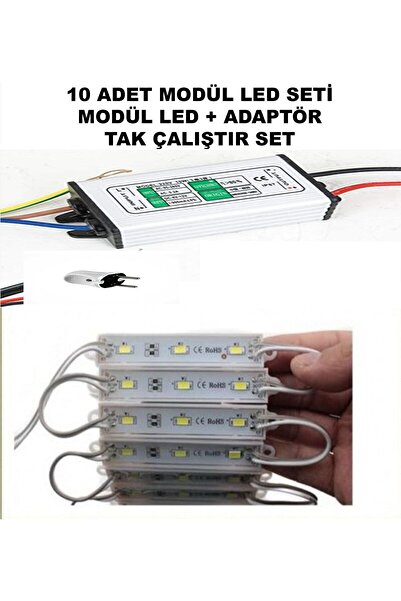 LEDONLİNE 10 Ledli Beyaz Akvaryum Modül Led Trafolu Lamba Aydınlatma Tak Çalıştır