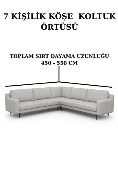 Eldost Ticaret Bürümcük L Köşe Koltuk Örtüsü, Lastıkli, Standart Etekli