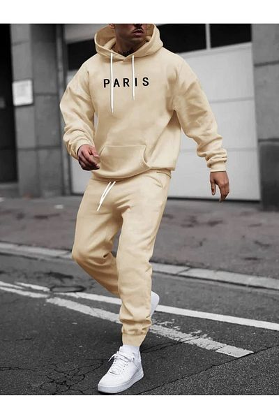 MOONBULL Σετ ανδρικής φόρμας με κουκούλα PARIS Printed