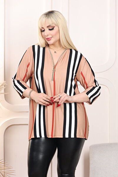 HÜLYA BUTİK ΚΑΦΕ ΡΙΓΕΣ ΛΕΠΤΟΜΕΡΕΙΑ ΜΠΛΟΥΖ ΜΕ ΦΕΡΜΟΥΑΡ