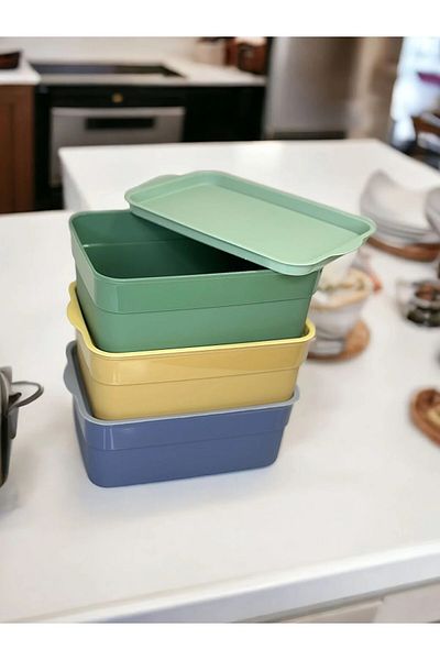 LEON LİFE Leon Life 3 Pieces 2.3 Liter Storage Mix Closet Organizer Box with Lid - Clothing Socks Storage Box