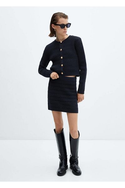 MANGO Woman Jewel Buttoned Knitted Cardigan
