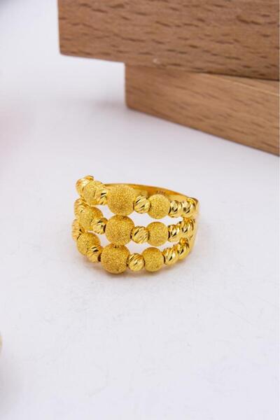 latif kuyumcu 22 Ayar Altın Yüzük Üç Sıra Dorika Kadın Yüzük LKYZK1387