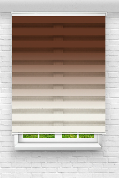 vanilyahome Genç Odası Kahve Rengi Renk Geçişli Dijital Baskılı Zebra Perde