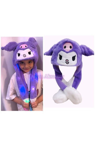 QUEEN AKSESUAR İthal lüks peluş ışıklı pompalı hareketli kulak atkılı Hello k...