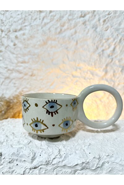 WindArtCeramic el yapımı seramik tasarım yaldız nazar kupa