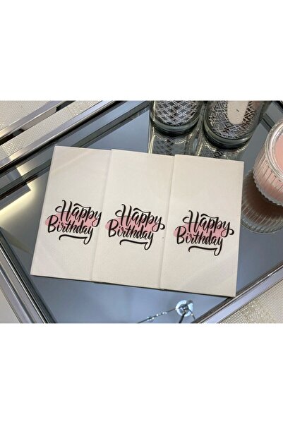 busrasdesign Pink Happy Birthday Party Napkin 16 Pieces