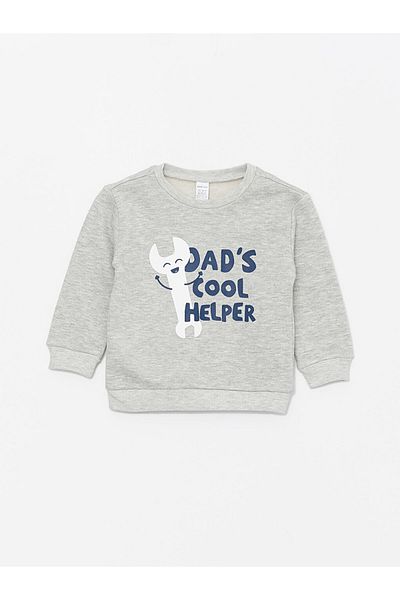 LC Waikiki Crew Neck Printed Sweatshirt and Sweatpants for Baby Boy - Set of 2