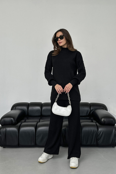 Nosia Set de tricotaje din bumbac de culoare neagră cu mânecă lungă de mărime...