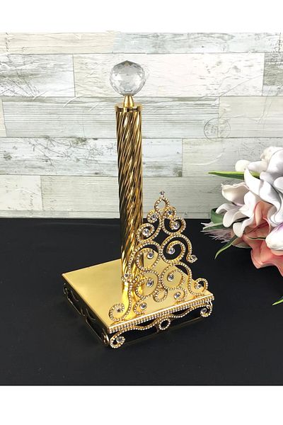 CAŞ DEKORASYON Crystal Stone Special Design Roll Towel Holder