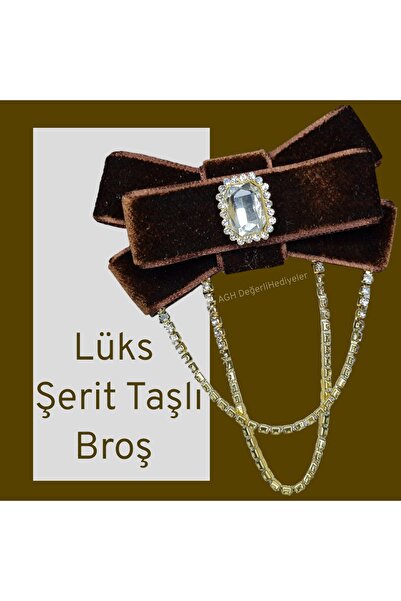 GÜLSEMALİ Hüma Broş Lüks Şerit Taşlı Kadife Broş Gotik Aksesuar Broş Yaka Broşu Yaka Kurdele Broş