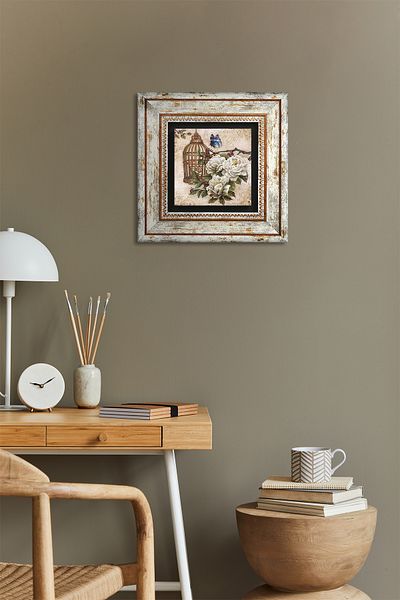 Pinecone Butterfly Flower Stone Wall Painting Framed Wall Decor Wall Art Tk1-12